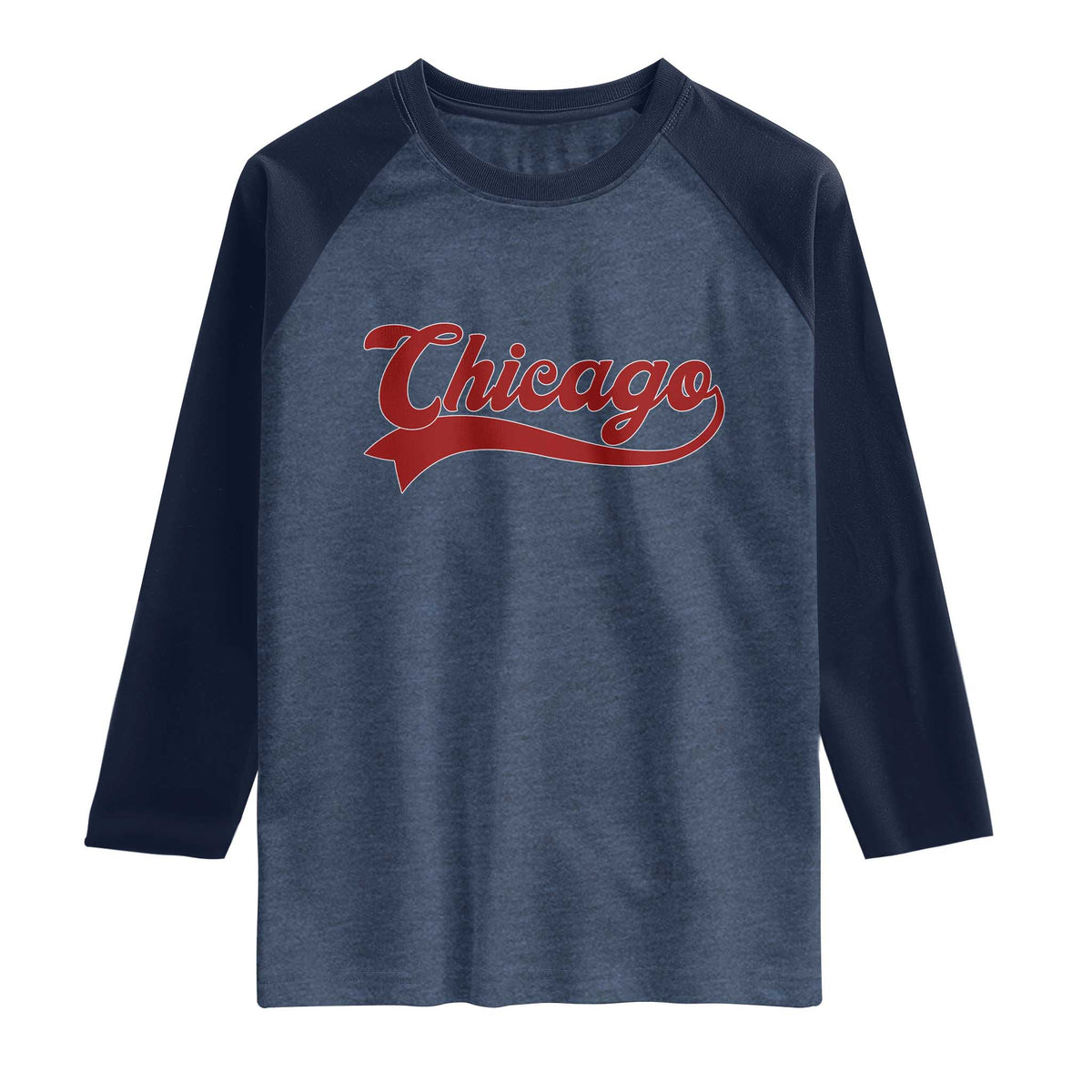 Retro Chicago Raglan Shirt Varsity Script Vintage Sports Jersey Style 80s 90s