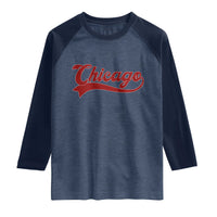 Retro Chicago Raglan Shirt Varsity Script Vintage Sports Jersey Style 80s 90s