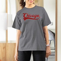 Retro Chicago T Shirt For Women Varsity Script Vintage Sports Jersey Style 80s 90s