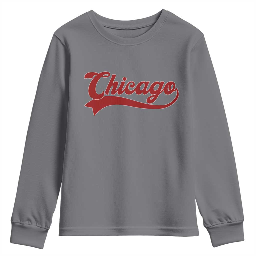 Retro Chicago Youth Sweatshirt Varsity Script Vintage Sports Jersey Style 80s 90s