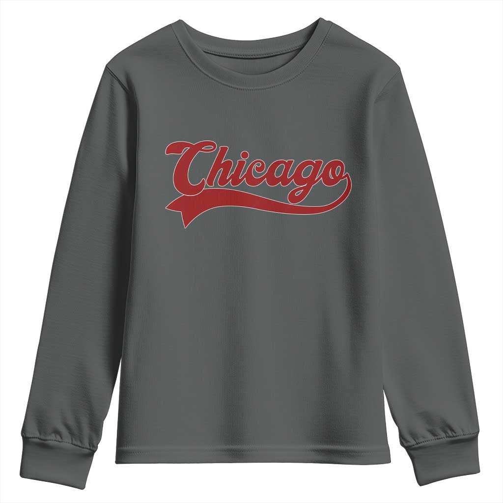 Retro Chicago Youth Sweatshirt Varsity Script Vintage Sports Jersey Style 80s 90s