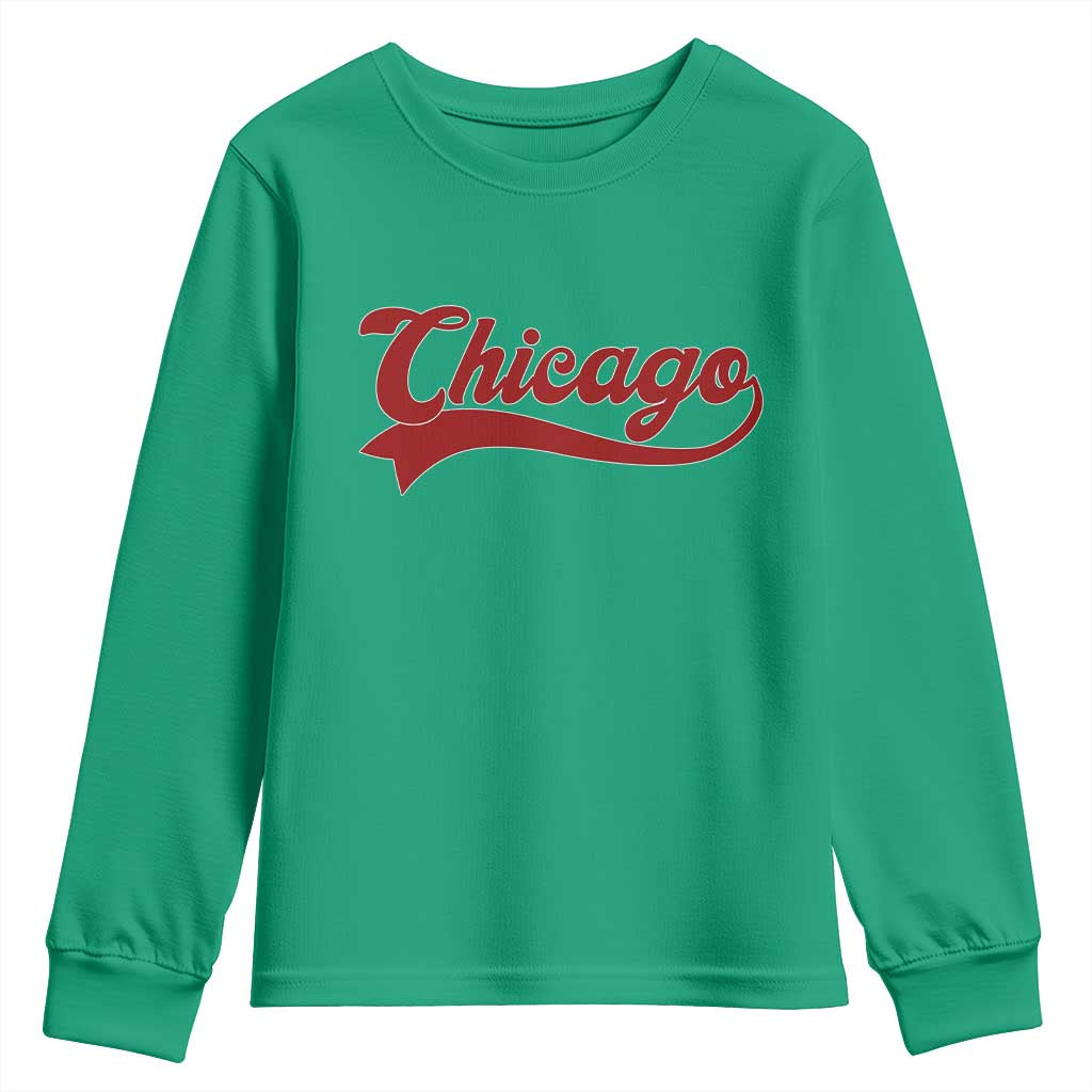 Retro Chicago Youth Sweatshirt Varsity Script Vintage Sports Jersey Style 80s 90s