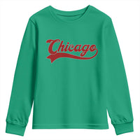 Retro Chicago Youth Sweatshirt Varsity Script Vintage Sports Jersey Style 80s 90s