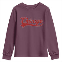 Retro Chicago Youth Sweatshirt Varsity Script Vintage Sports Jersey Style 80s 90s