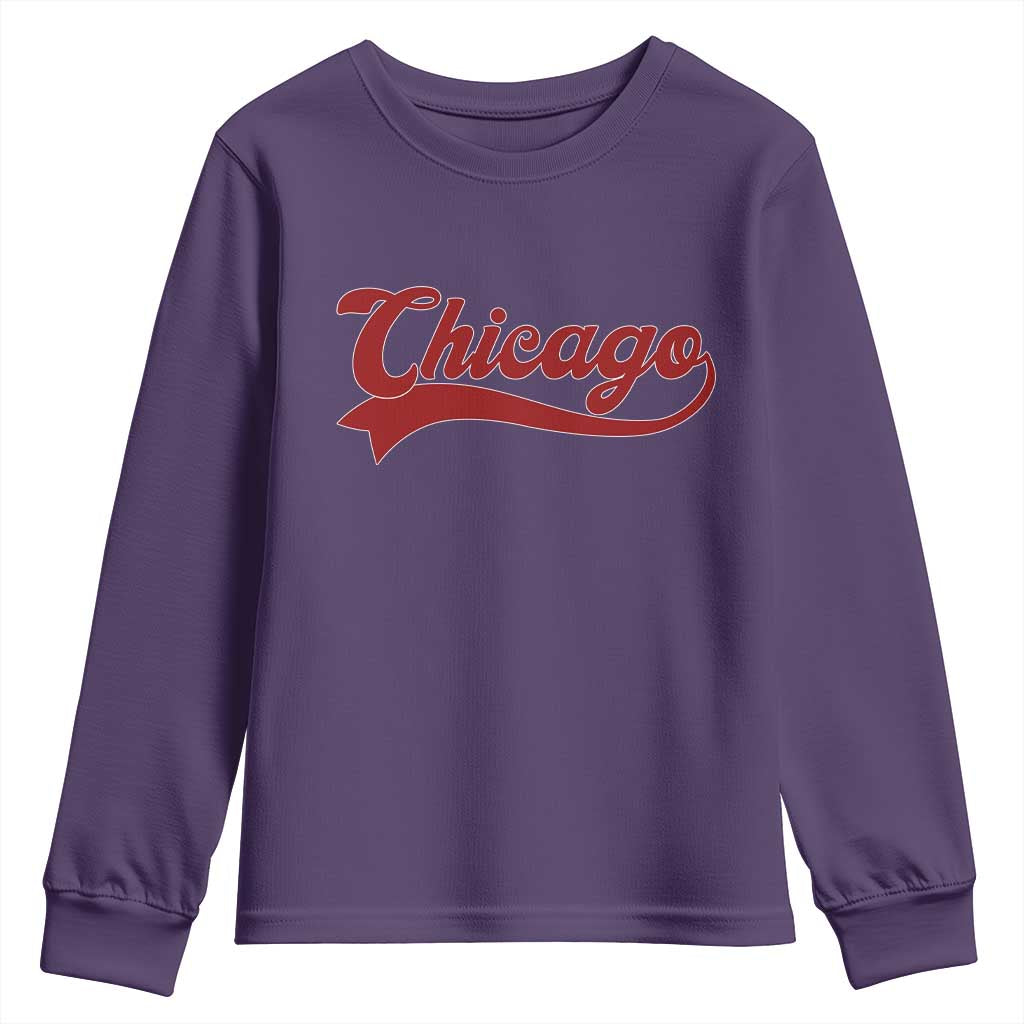Retro Chicago Youth Sweatshirt Varsity Script Vintage Sports Jersey Style 80s 90s