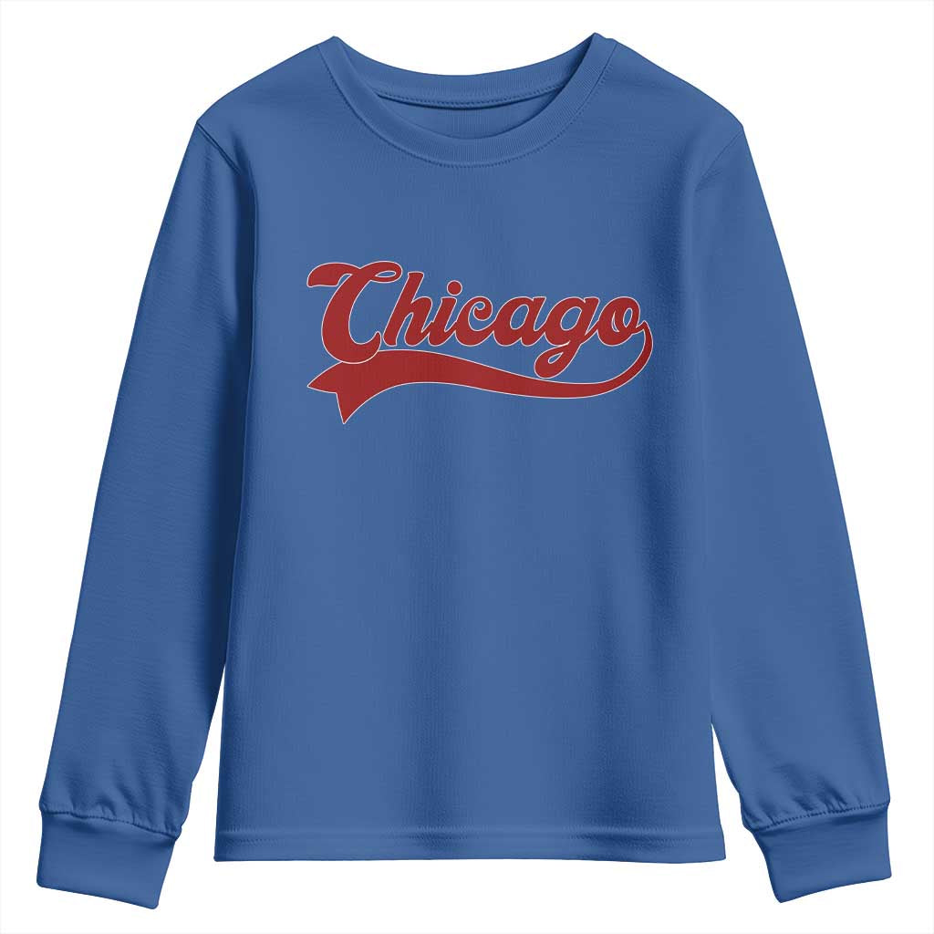 Retro Chicago Youth Sweatshirt Varsity Script Vintage Sports Jersey Style 80s 90s