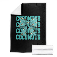 Retro Coconuts Coquette Bow Throw Blanket Summer Beach Coconut Fruit Humor