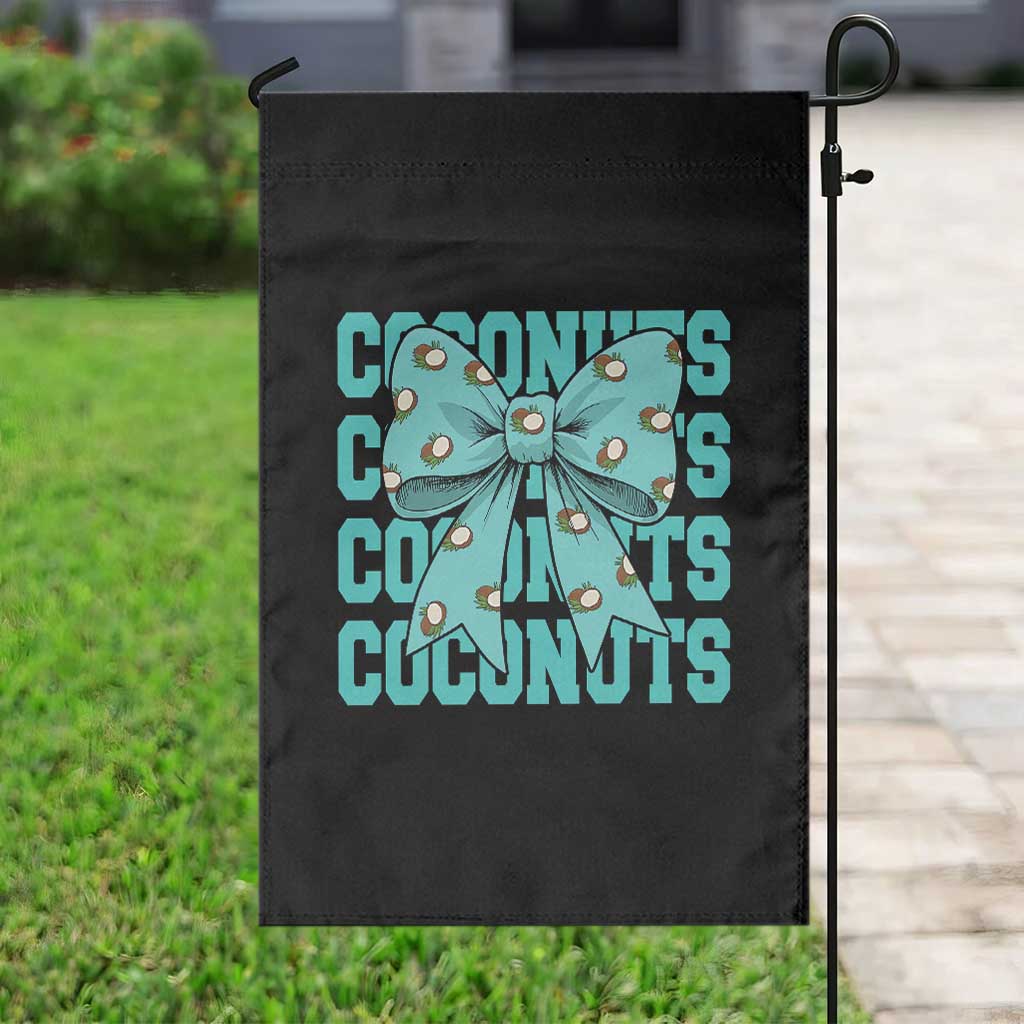 Retro Coconuts Coquette Bow Garden Flag Summer Beach Coconut Fruit Humor