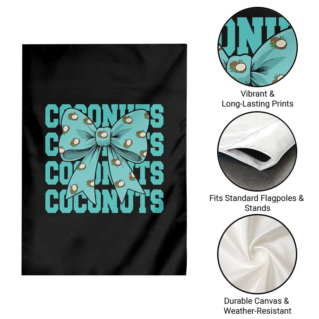 Retro Coconuts Coquette Bow Garden Flag Summer Beach Coconut Fruit Humor