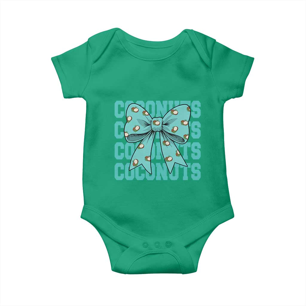 Retro Coconuts Coquette Bow Baby Onesie Summer Beach Coconut Fruit Humor