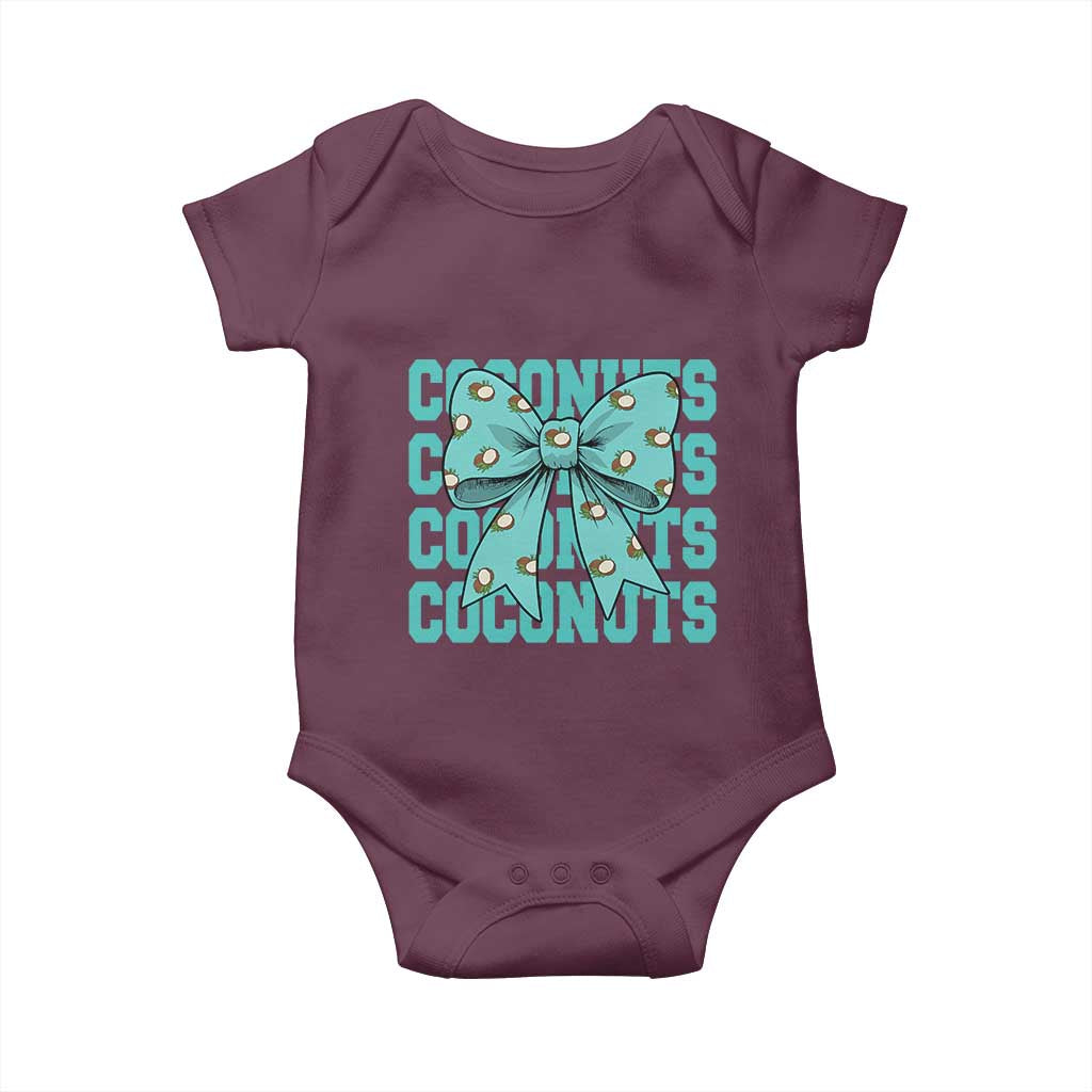Retro Coconuts Coquette Bow Baby Onesie Summer Beach Coconut Fruit Humor