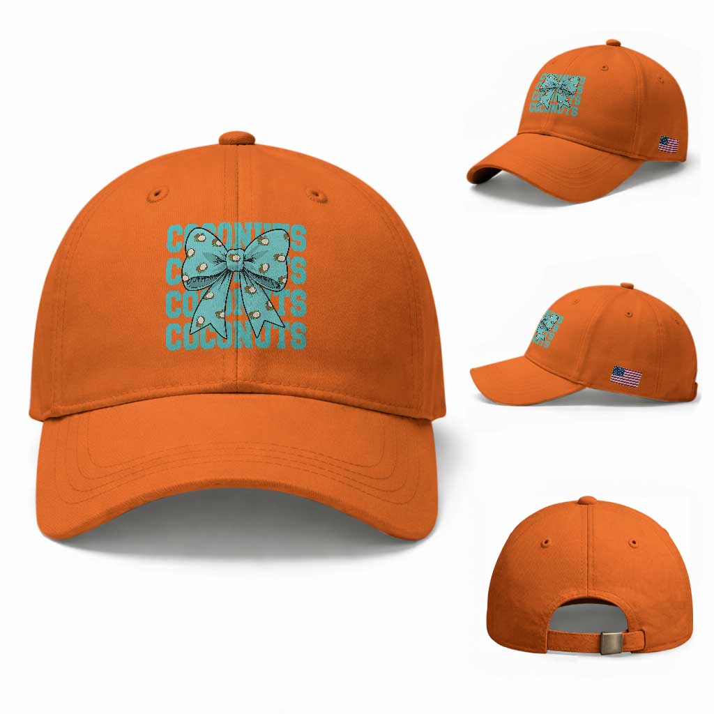 Retro Coconuts Coquette Bow Baseball Cap Summer Beach Coconut Fruit Humor