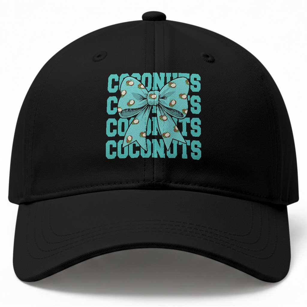 Retro Coconuts Coquette Bow Baseball Cap Summer Beach Coconut Fruit Humor