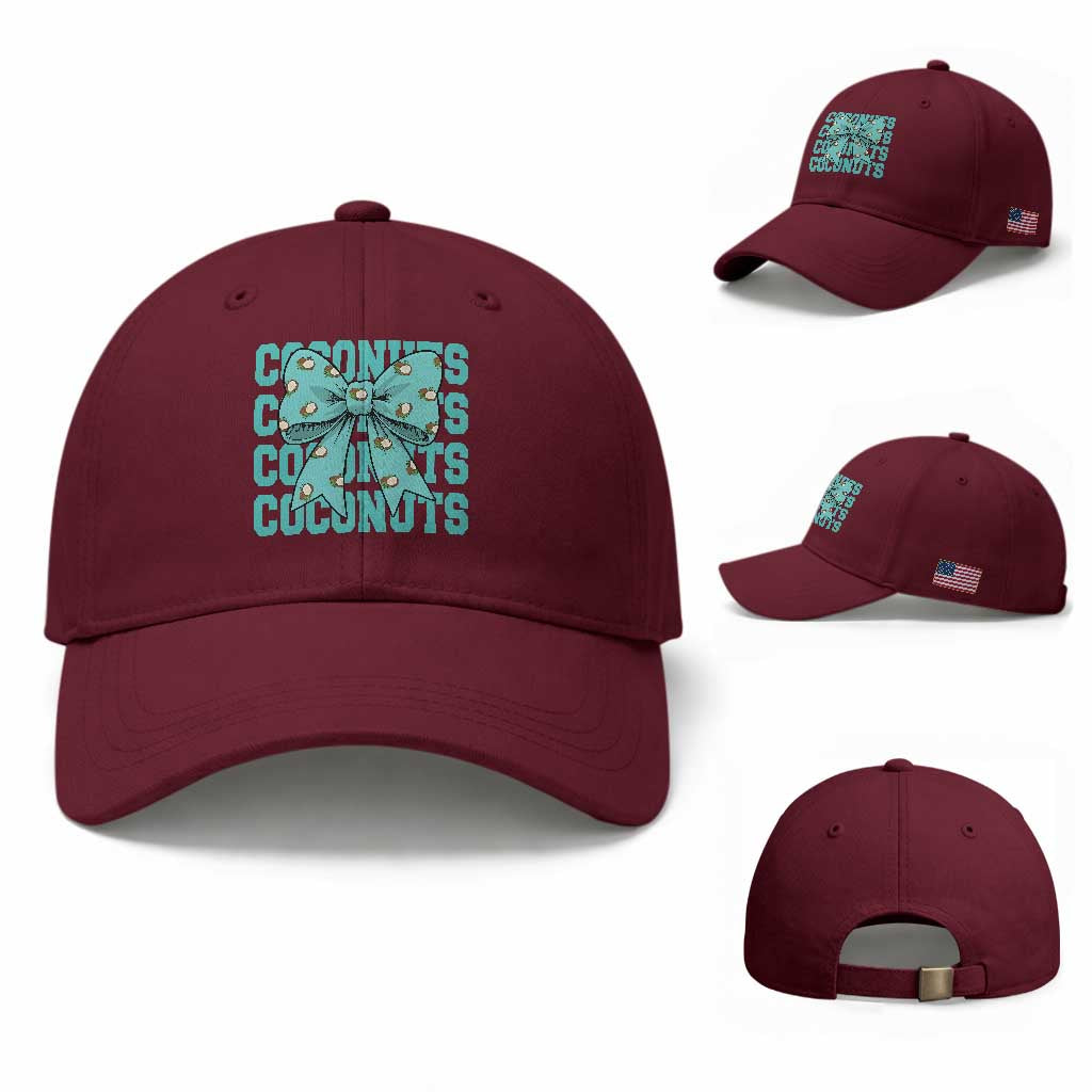 Retro Coconuts Coquette Bow Baseball Cap Summer Beach Coconut Fruit Humor