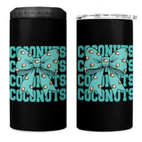 Retro Coconuts Coquette Bow 4 in 1 Can Cooler Tumbler Summer Beach Coconut Fruit Humor