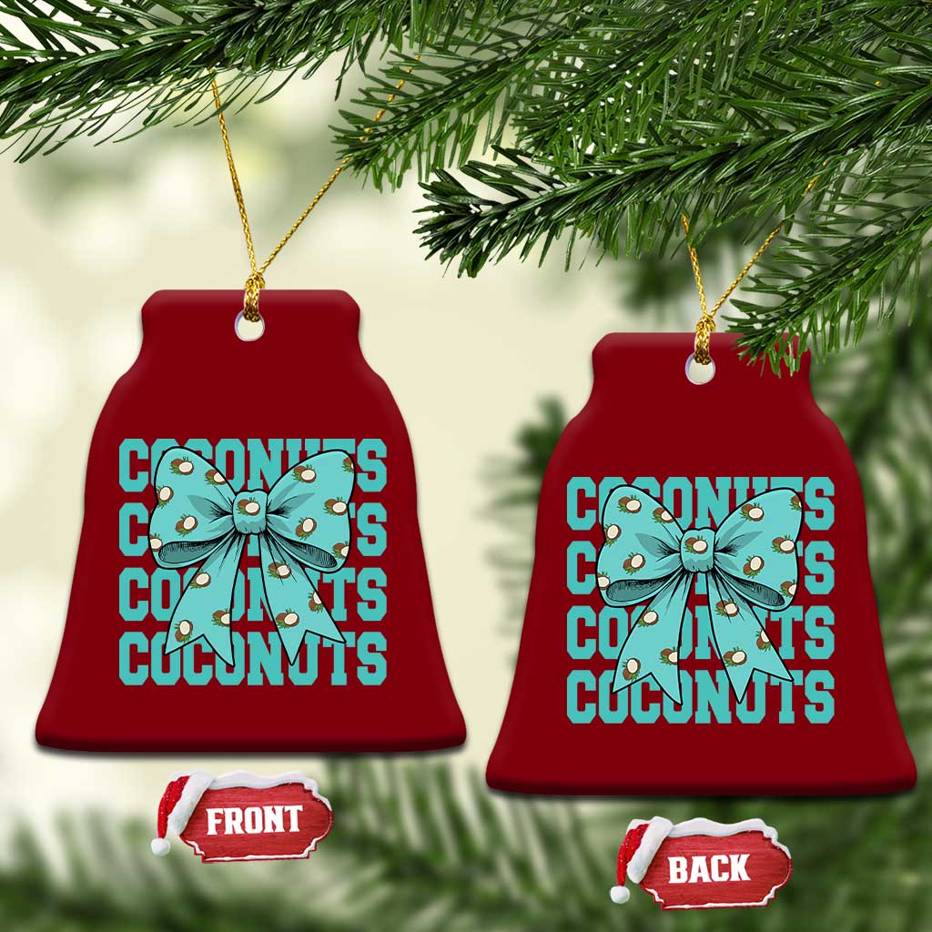 Retro Coconuts Coquette Bow Ceramic Ornament Summer Beach Coconut Fruit Humor