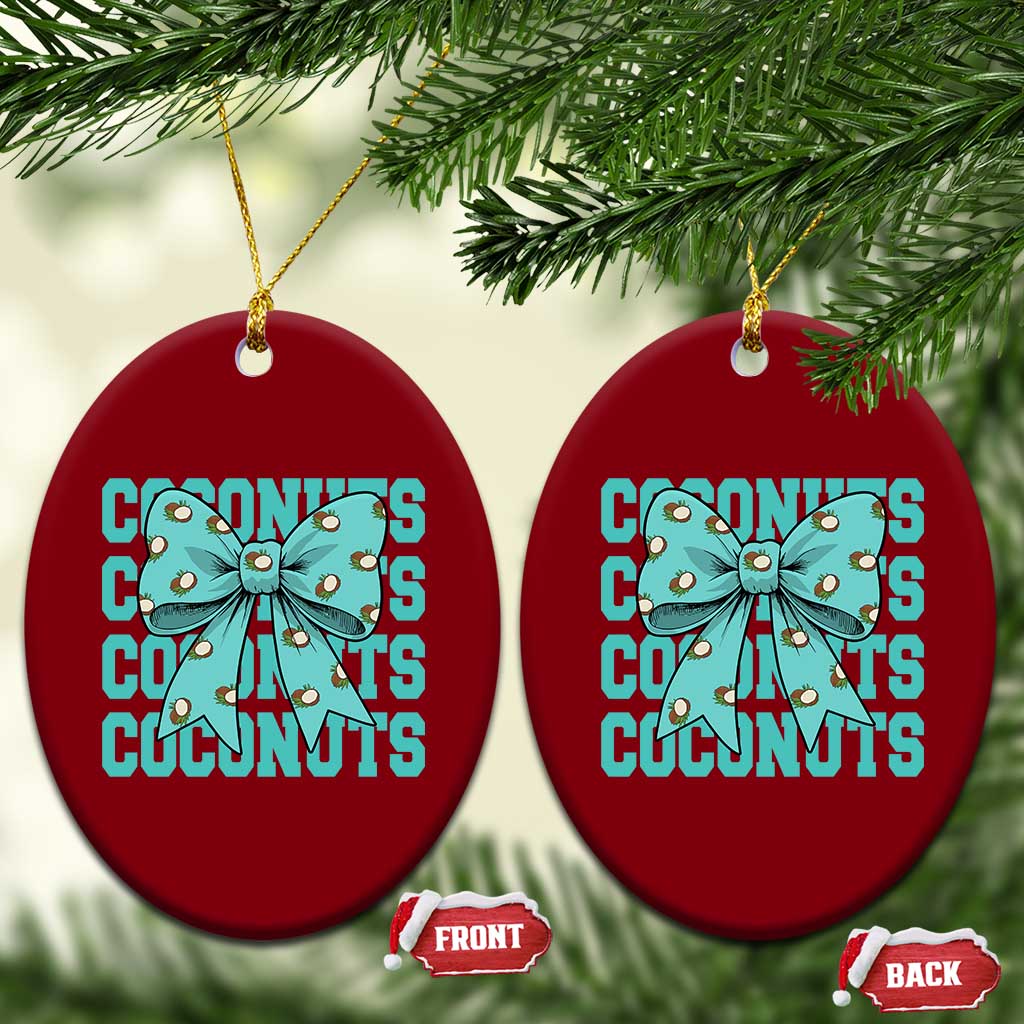 Retro Coconuts Coquette Bow Ceramic Ornament Summer Beach Coconut Fruit Humor