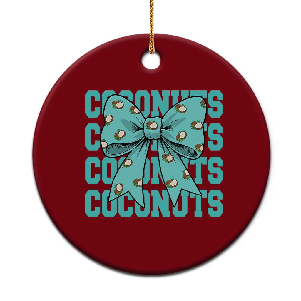 Retro Coconuts Coquette Bow Ceramic Ornament Summer Beach Coconut Fruit Humor