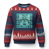 Retro Coconuts Coquette Bow Ugly Christmas Sweater Summer Beach Coconut Fruit Humor