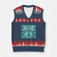 Retro Coconuts Coquette Bow V-Neck Knit Sweater Vest Summer Beach Coconut Fruit Humor