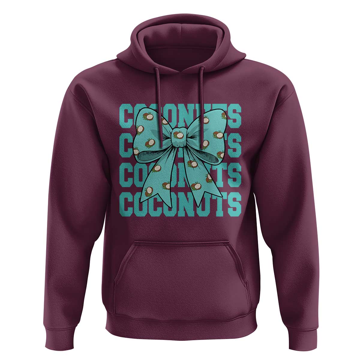 Retro Coconuts Coquette Bow Hoodie Summer Beach Coconut Fruit Humor