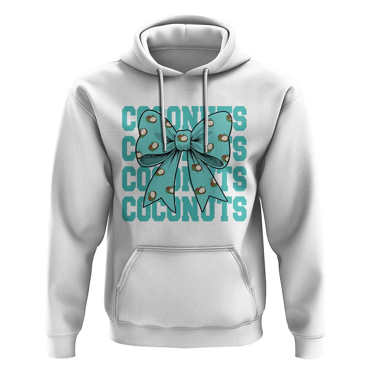 Retro Coconuts Coquette Bow Hoodie Summer Beach Coconut Fruit Humor