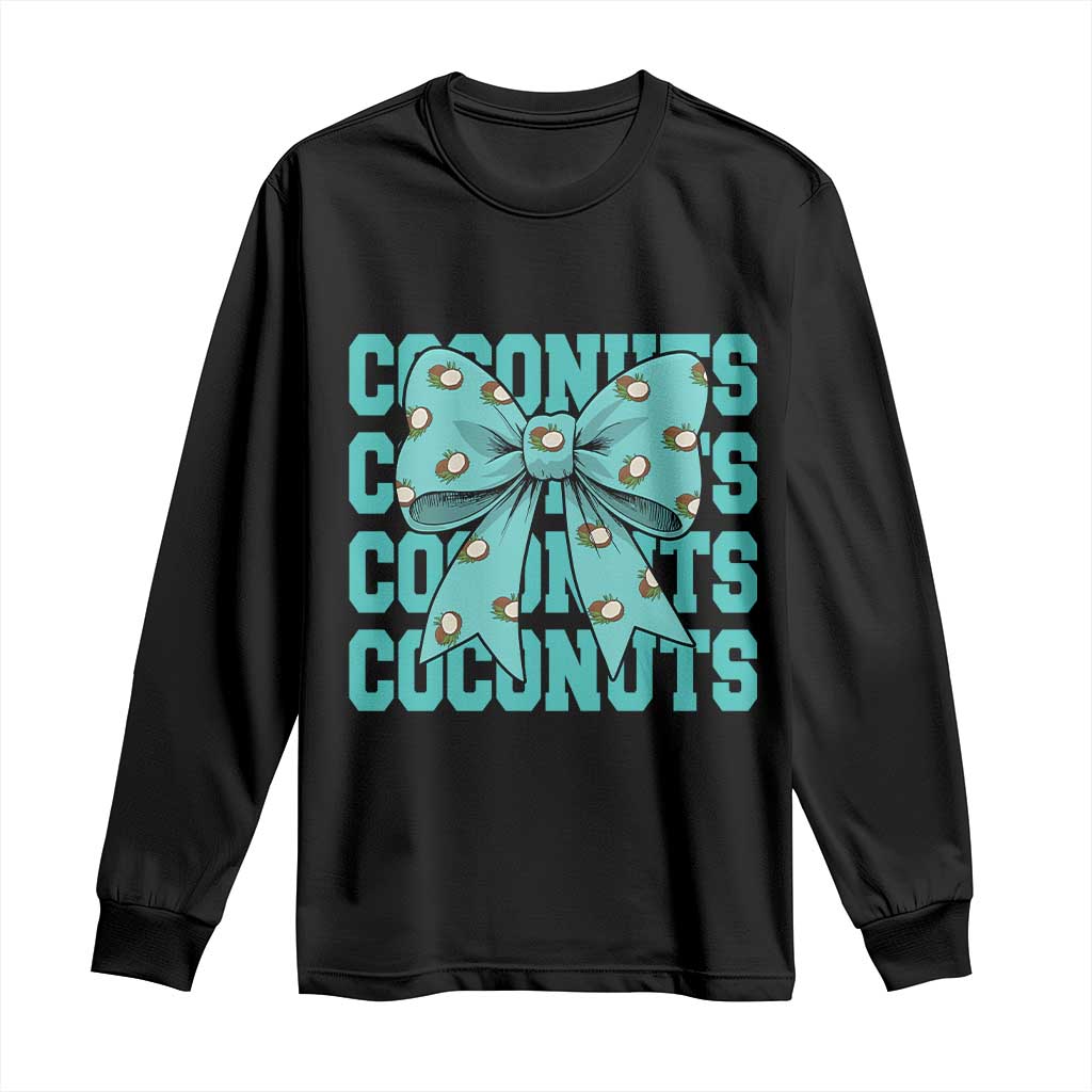Retro Coconuts Coquette Bow Long Sleeve Shirt Summer Beach Coconut Fruit Humor