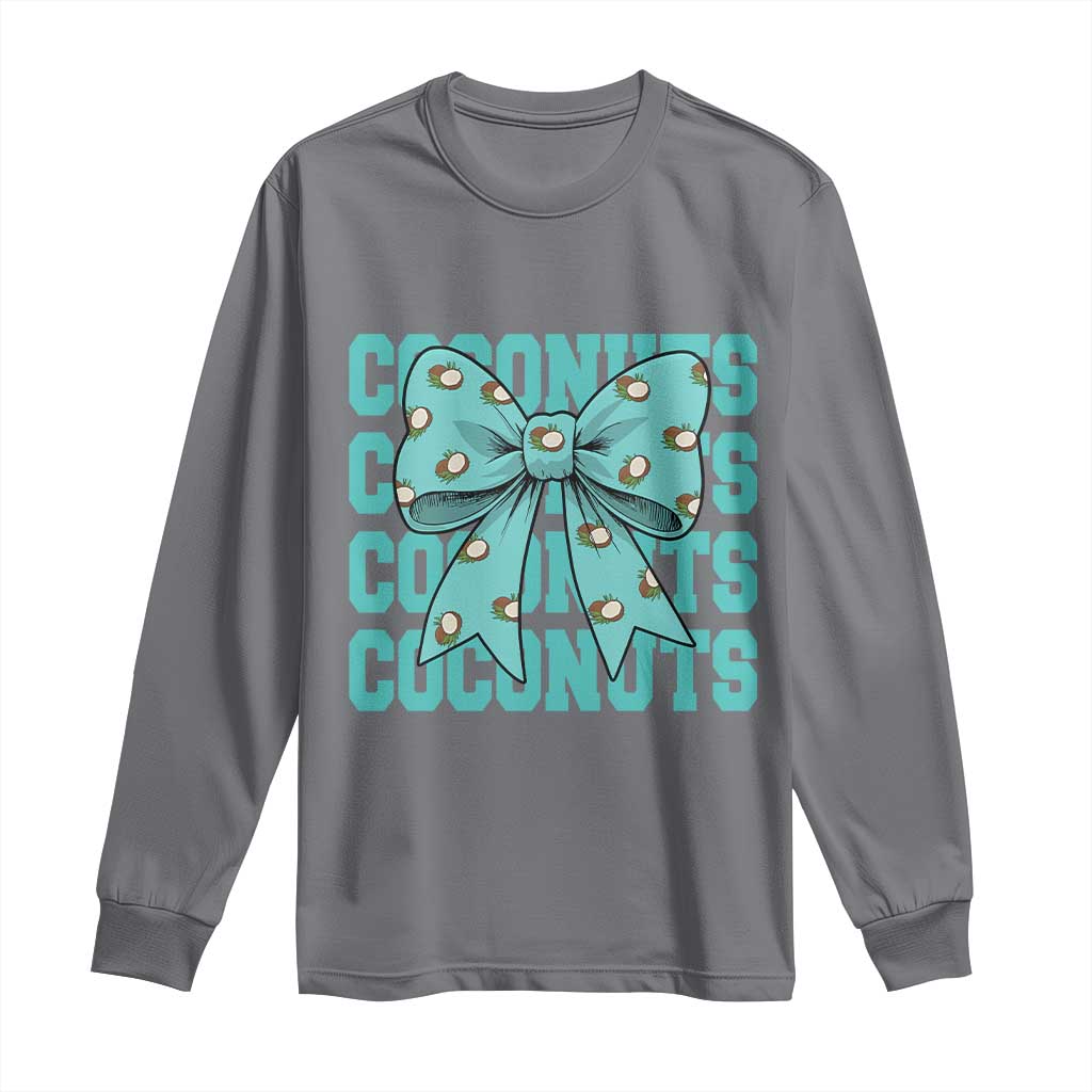 Retro Coconuts Coquette Bow Long Sleeve Shirt Summer Beach Coconut Fruit Humor
