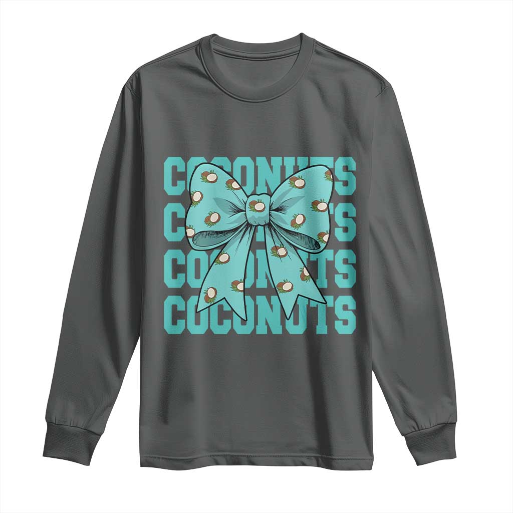 Retro Coconuts Coquette Bow Long Sleeve Shirt Summer Beach Coconut Fruit Humor