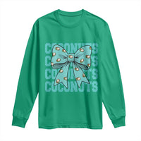Retro Coconuts Coquette Bow Long Sleeve Shirt Summer Beach Coconut Fruit Humor