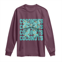 Retro Coconuts Coquette Bow Long Sleeve Shirt Summer Beach Coconut Fruit Humor