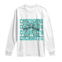 Retro Coconuts Coquette Bow Long Sleeve Shirt Summer Beach Coconut Fruit Humor