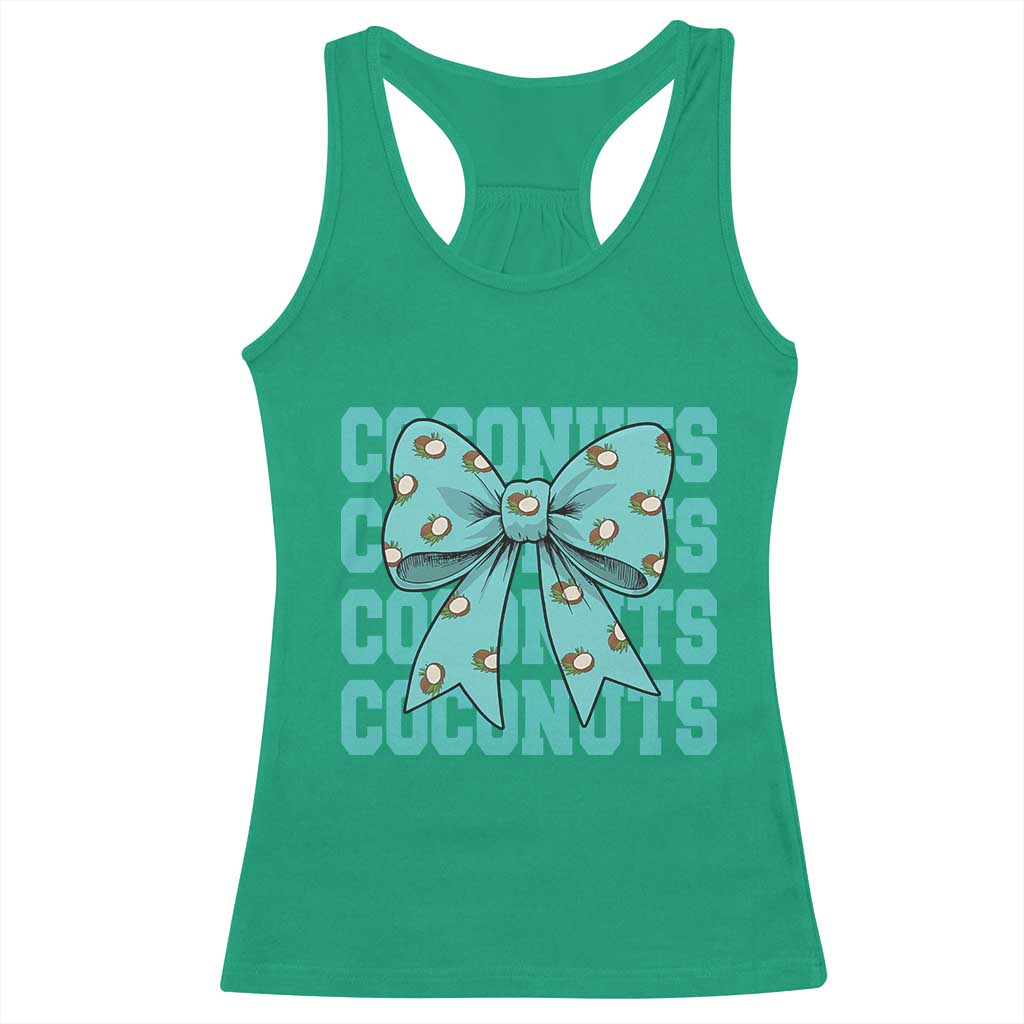 Retro Coconuts Coquette Bow Racerback Tank Top Summer Beach Coconut Fruit Humor