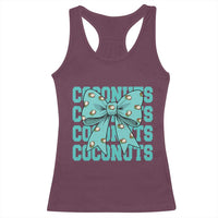 Retro Coconuts Coquette Bow Racerback Tank Top Summer Beach Coconut Fruit Humor