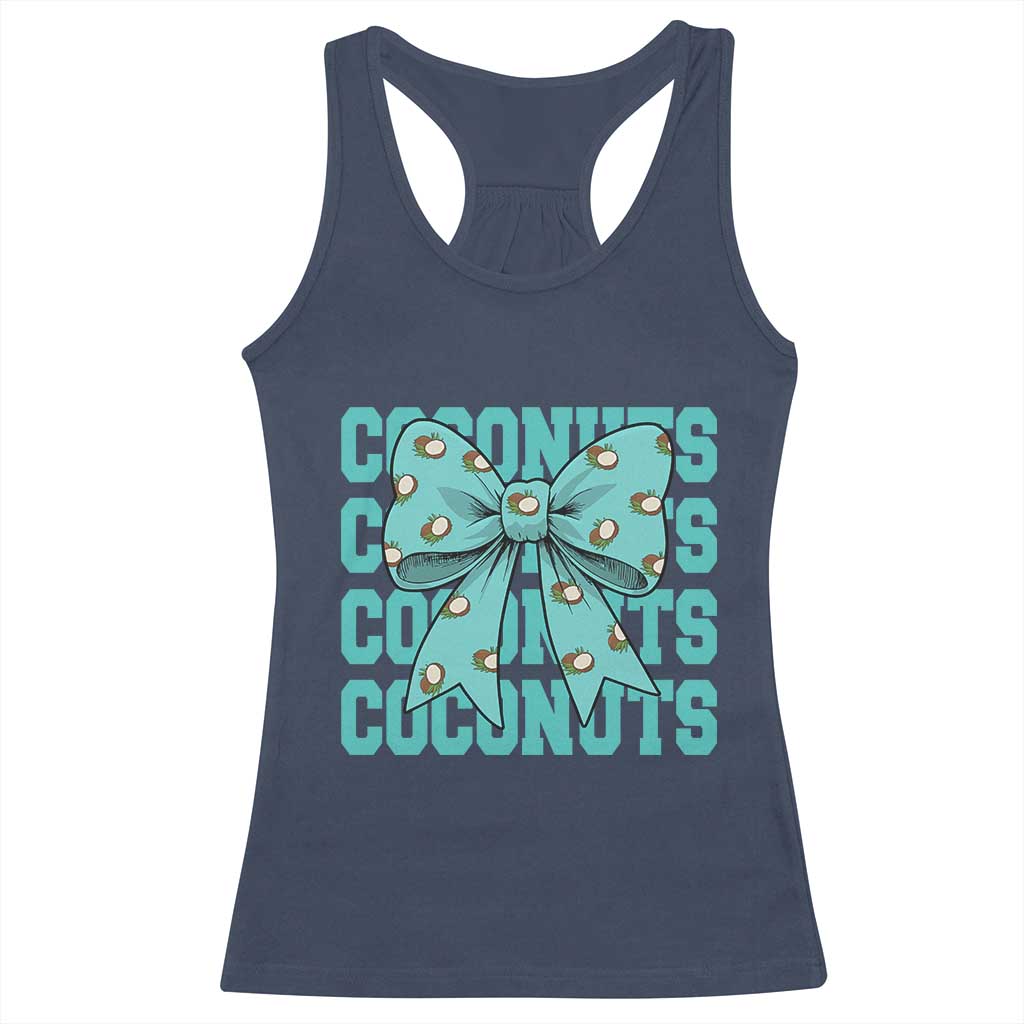 Retro Coconuts Coquette Bow Racerback Tank Top Summer Beach Coconut Fruit Humor
