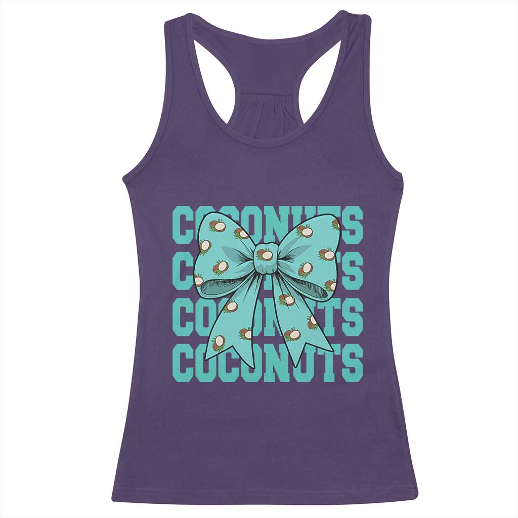 Retro Coconuts Coquette Bow Racerback Tank Top Summer Beach Coconut Fruit Humor