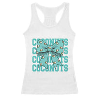 Retro Coconuts Coquette Bow Racerback Tank Top Summer Beach Coconut Fruit Humor