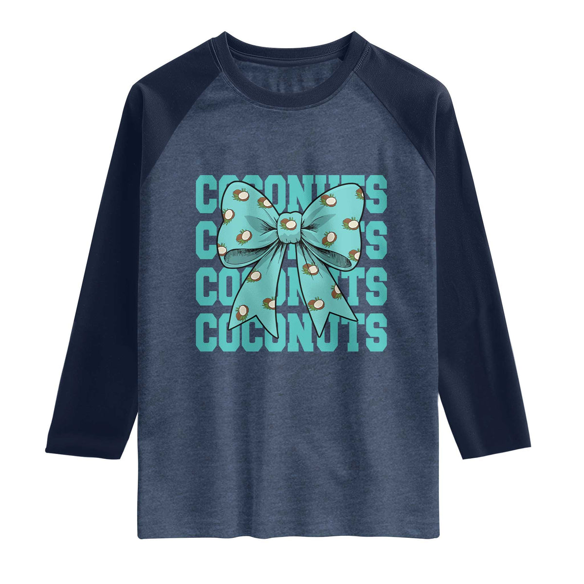 Retro Coconuts Coquette Bow Raglan Shirt Summer Beach Coconut Fruit Humor
