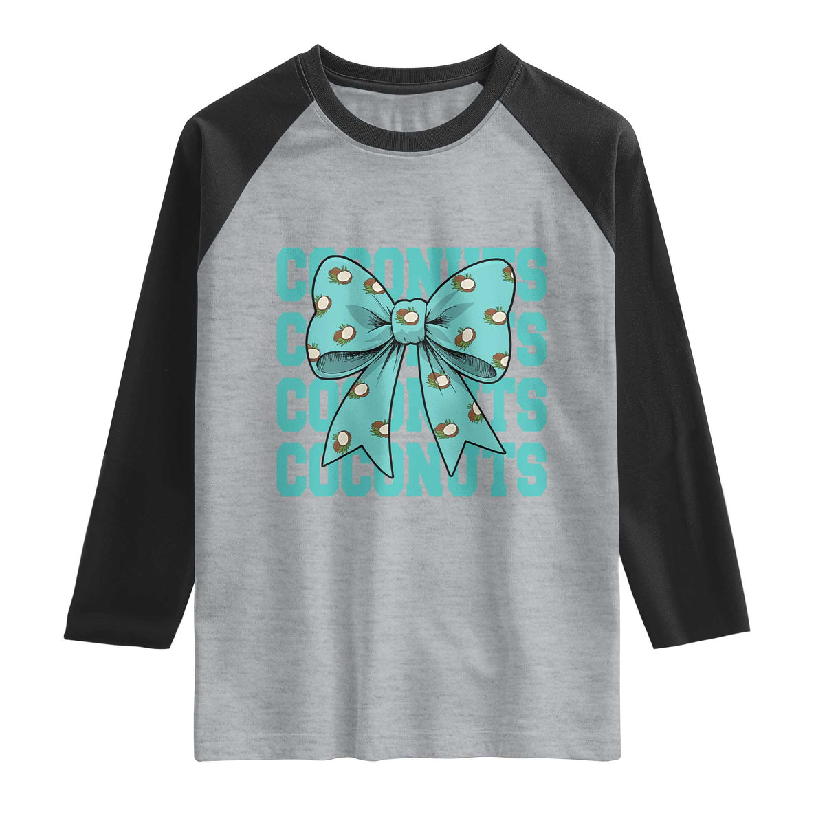 Retro Coconuts Coquette Bow Raglan Shirt Summer Beach Coconut Fruit Humor