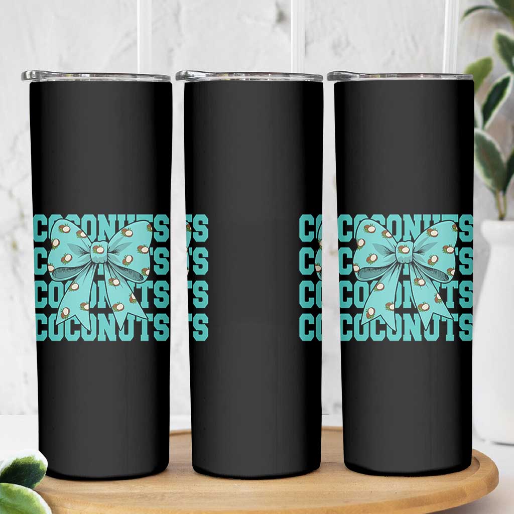 Retro Coconuts Coquette Bow Skinny Tumbler Summer Beach Coconut Fruit Humor