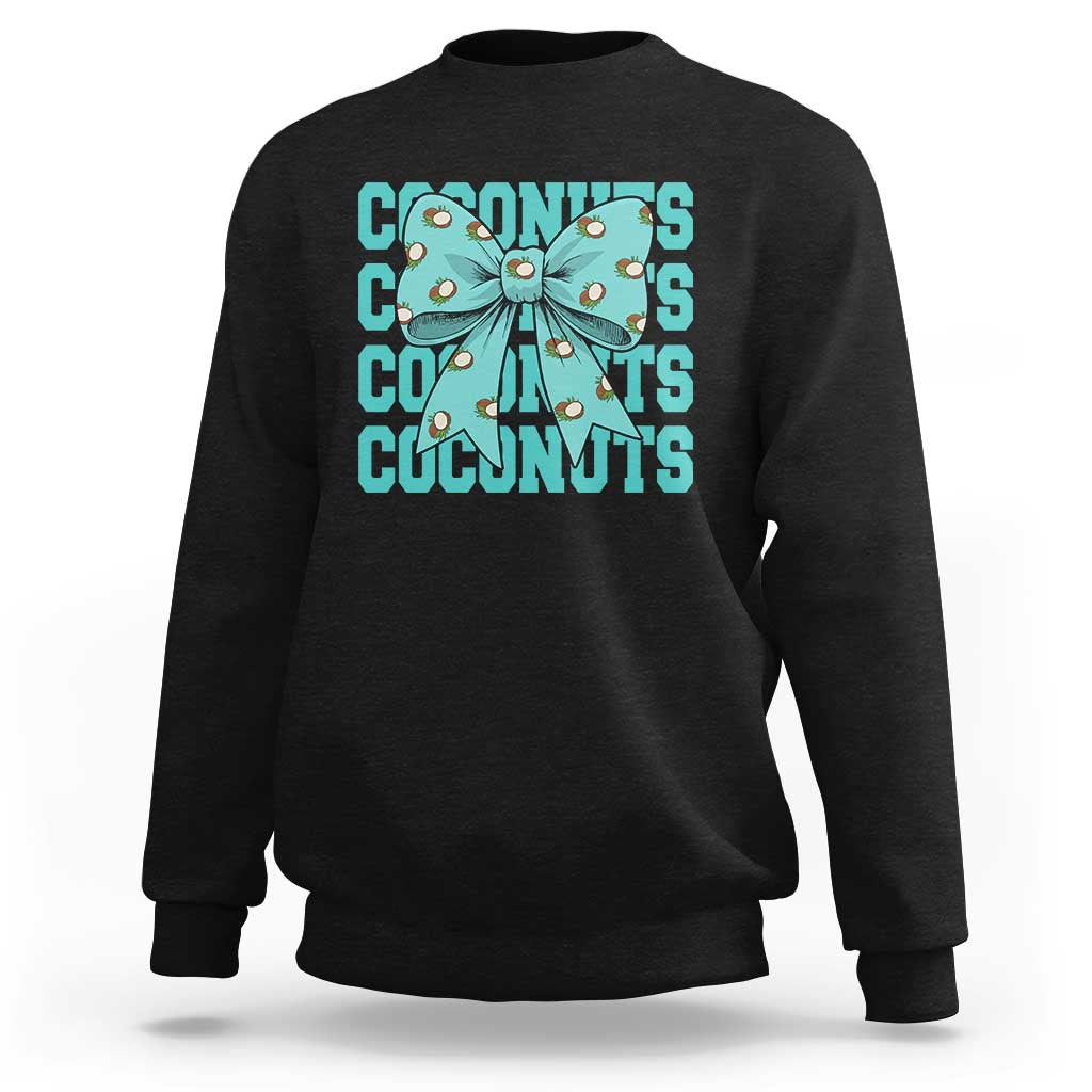 Retro Coconuts Coquette Bow Sweatshirt Summer Beach Coconut Fruit Humor