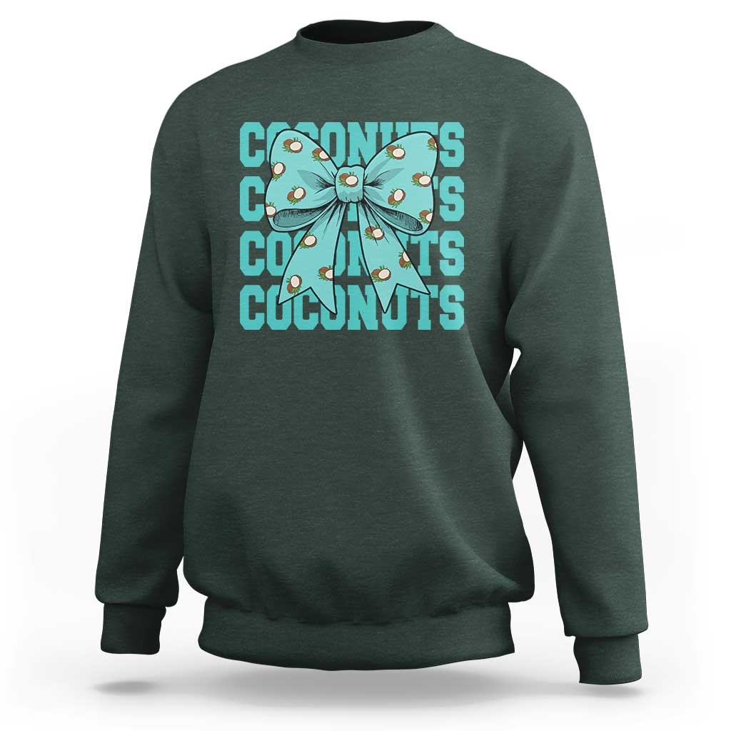 Retro Coconuts Coquette Bow Sweatshirt Summer Beach Coconut Fruit Humor