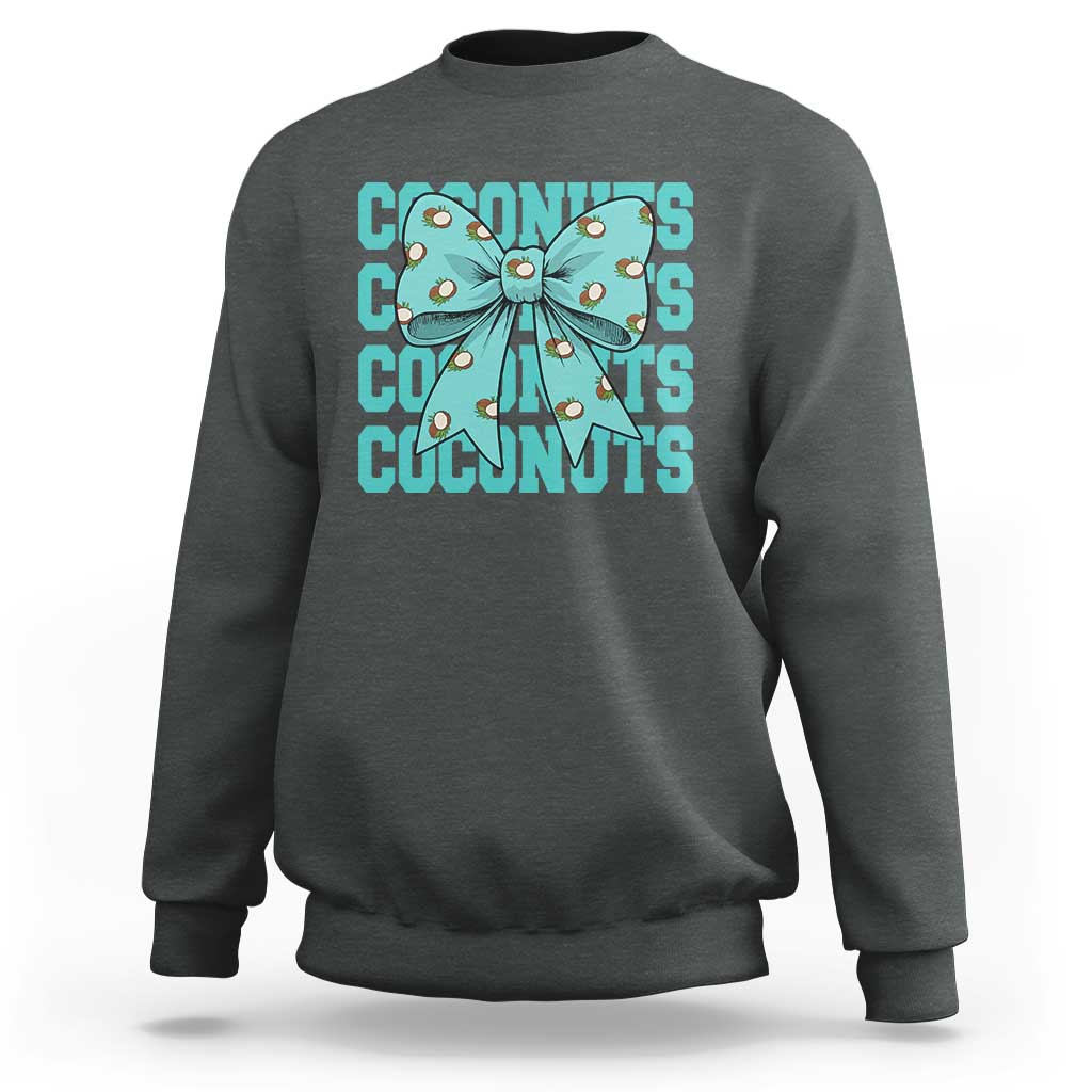 Retro Coconuts Coquette Bow Sweatshirt Summer Beach Coconut Fruit Humor