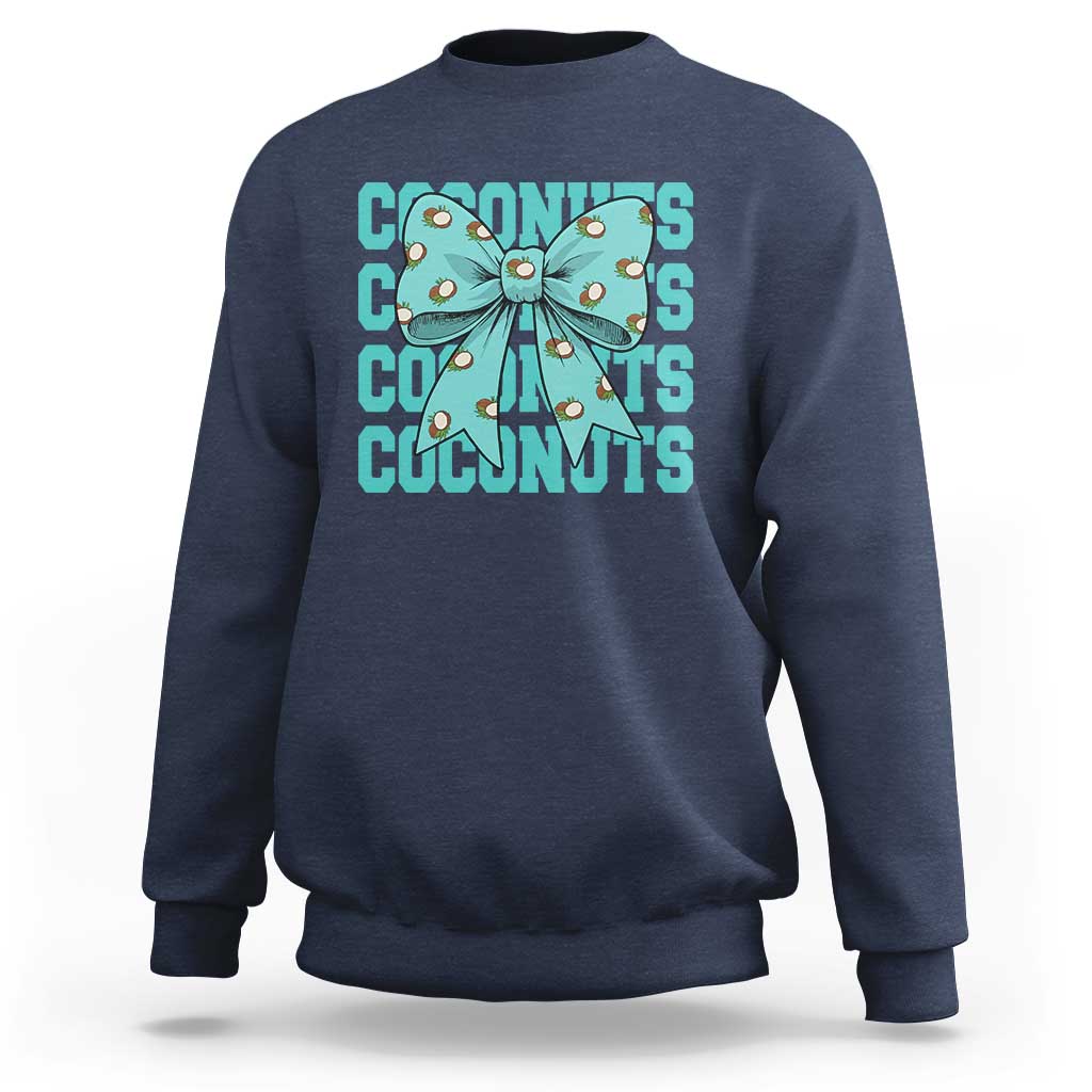 Retro Coconuts Coquette Bow Sweatshirt Summer Beach Coconut Fruit Humor