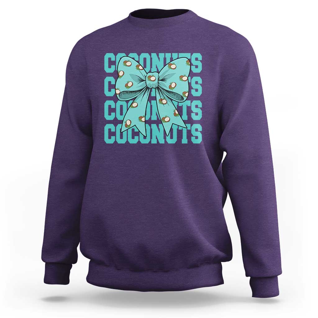 Retro Coconuts Coquette Bow Sweatshirt Summer Beach Coconut Fruit Humor