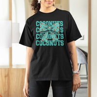 Retro Coconuts Coquette Bow T Shirt For Women Summer Beach Coconut Fruit Humor