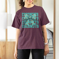 Retro Coconuts Coquette Bow T Shirt For Women Summer Beach Coconut Fruit Humor