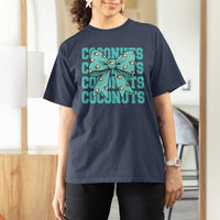 Retro Coconuts Coquette Bow T Shirt For Women Summer Beach Coconut Fruit Humor