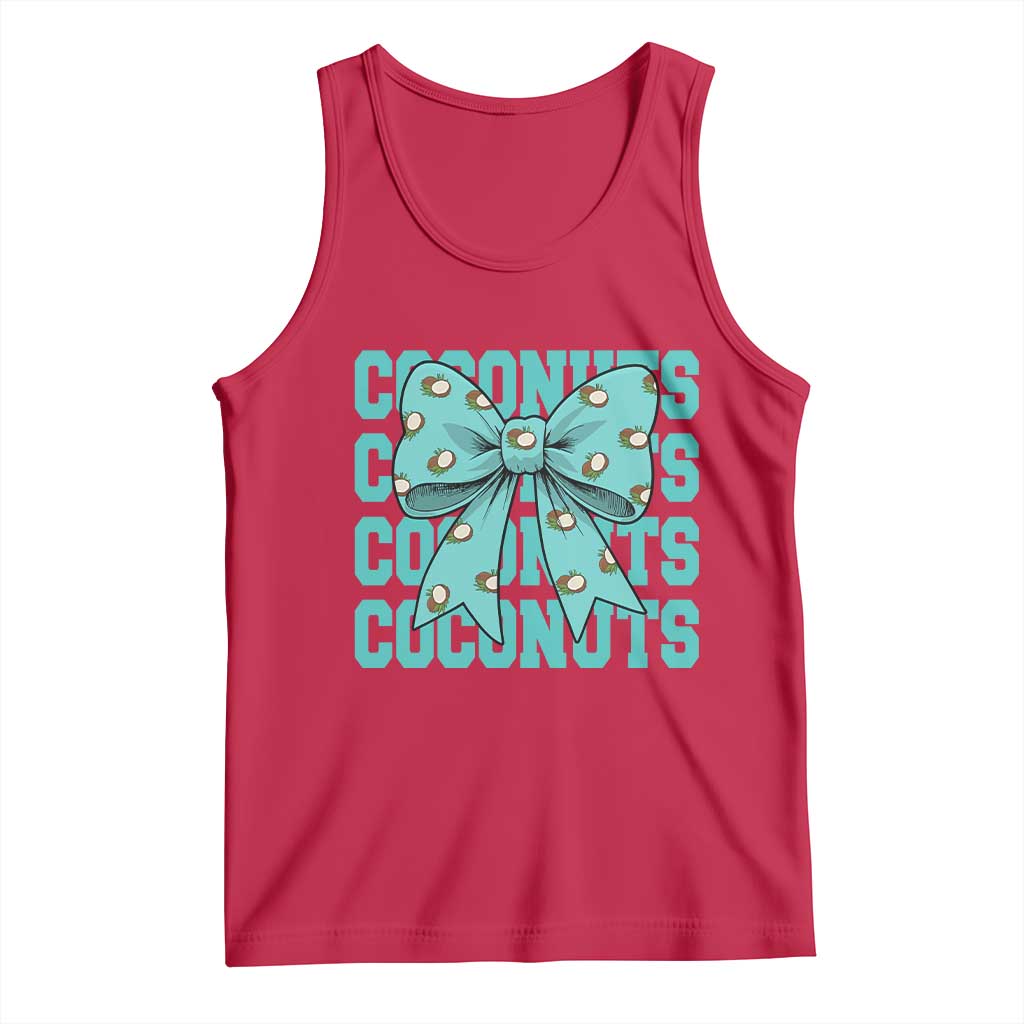 Retro Coconuts Coquette Bow Tank Top Summer Beach Coconut Fruit Humor