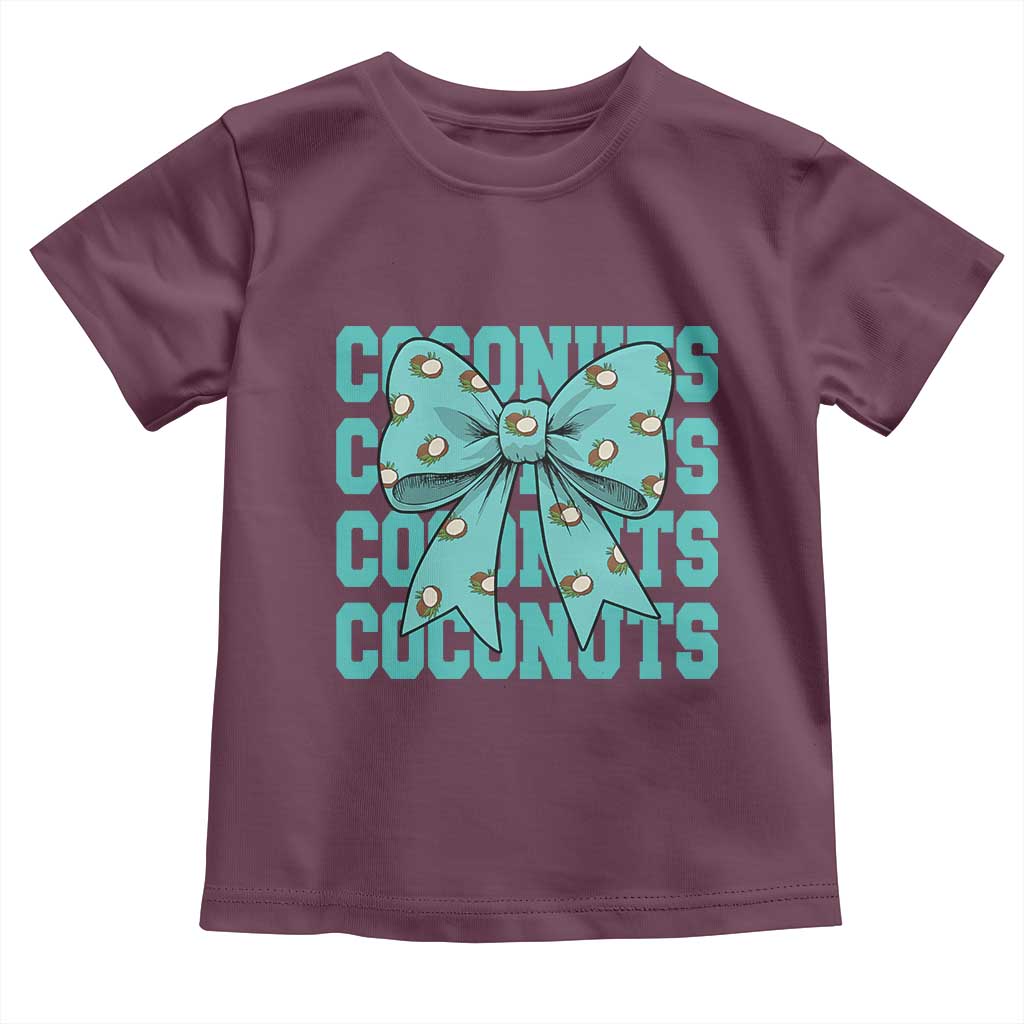 Retro Coconuts Coquette Bow Toddler T Shirt Summer Beach Coconut Fruit Humor